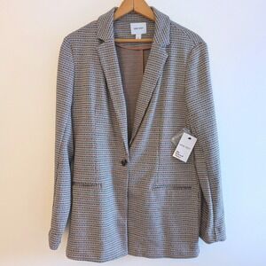 Nine West The Relaxed Blazer Womens Medium Plaid Brown Black WW13Z500RN2 NWT